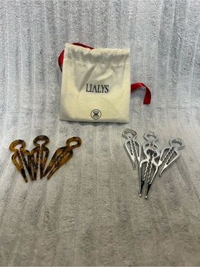 Lialys-Women's Hair Fork Set in Tortoise and Silver